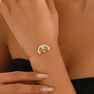 Элегантные полые браслеты из латуни со звездой и луной CA0567-1