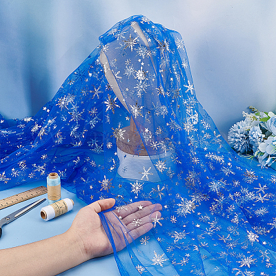 Нейлоновая ткань с узором снежинки DIY-WH0084-85B-1