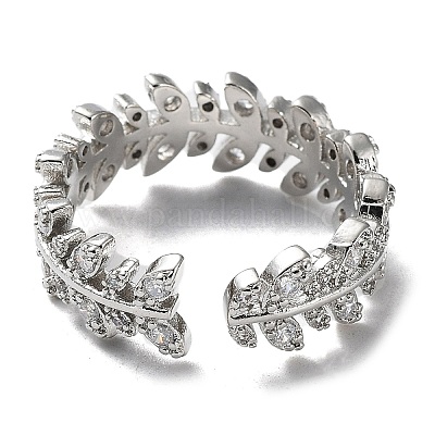 Открытые манжеты из латуни с микропаве и прозрачным цирконием для женщин&nbsp;LS-RJEW-G296-02P-1