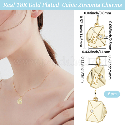 6шт латунные микропаве прозрачные кубические циркониевые подвески KK-BBC0020-62-1