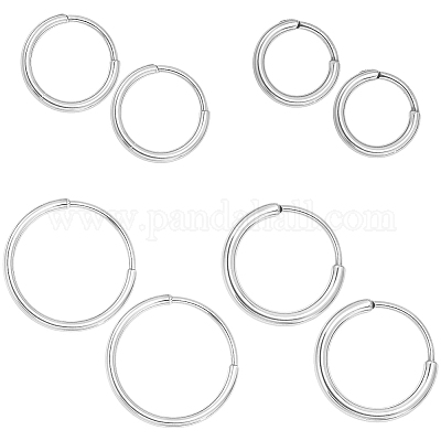 8 шт. 4 стиля гипоаллергенных серег-колец из чистого титана класса имплантов f136 EJEW-BBC0001-86-1