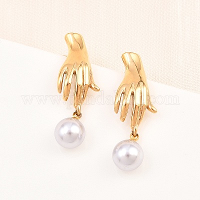 Серьги-гвоздики из хирургической нержавеющей стали 316 с круглыми пальцами EJEW-C160-08G-1