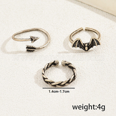 3 шт. медные ретро-кольца-манжеты с открытым носком для женщин IB3086-1