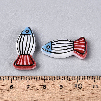 Печатные непрозрачные бусины из смолы&nbsp;RESI-N043-22B-1