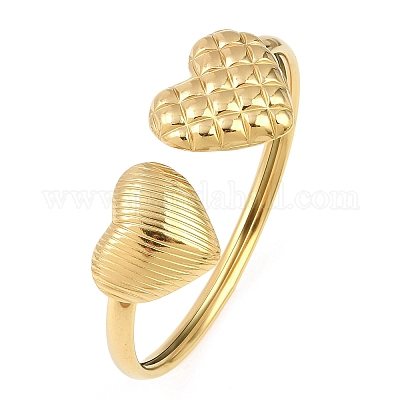 Браслеты-манжеты в форме сердца из нержавеющей стали 304 для женщин&nbsp;LS-BJEW-A154-01B-G-1