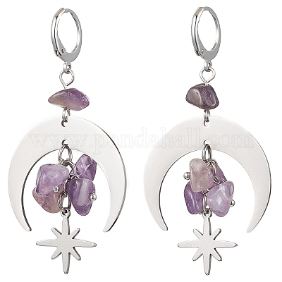 Серьги с застежкой-молнией из натурального смешанного камня EJEW-JE06200-1