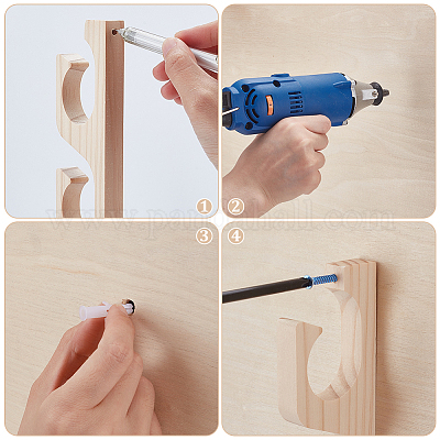 5-уровневые настенные бамбуковые подставки для удочек ODIS-WH0025-256-1