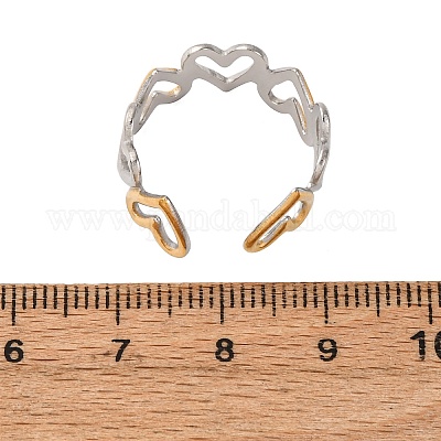 Двухцветные манжетные кольца из нержавеющей стали 304 RJEW-S635-01GP-Q-1