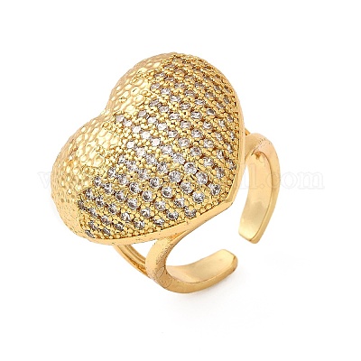 Открытые манжеты из латуни с микропаве и прозрачным цирконием для женщин RJEW-I111-09G-1