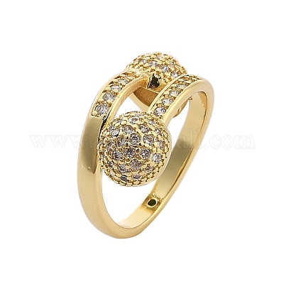 Открытые манжеты из латуни с микропаве и цирконием для женщин RJEW-F171-02G-1