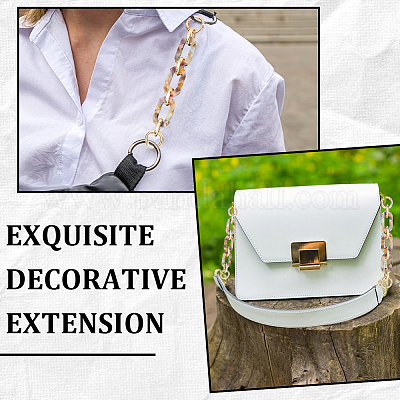 Акриловые овальные кольца цепочки-удлинители для сумок&nbsp;PURS-WH20002-02G-01-1