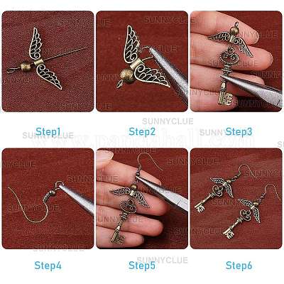 SUNNYCLUE DIY 12 Pairs Skeleton Key Dangle Earrings Making Kit Key