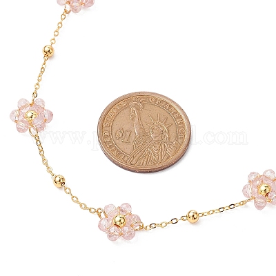 Колье из цветочных стеклянных бусин NJEW-JN04937-1