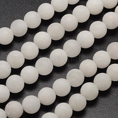 Chapelets de perles de jade blanche naturelle&nbsp;G-D671-10mm-1