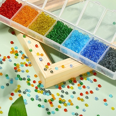 1400pcs 7 fäbige Glas Saatperlen&nbsp;SEED-YW0001-81-1
