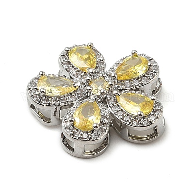 Звенья из латуни с одним лепестком и кубическим цирконием в виде многорядного цветка KK-I276-30P-1