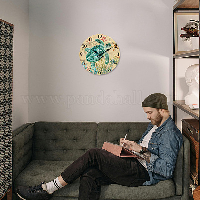 Настенные часы с принтом из мдф HJEW-WH0058-033-1