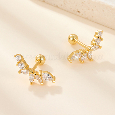 S925 серьги-гвоздики из стерлингового серебра с прозрачным кубическим цирконием JF7438-1-1