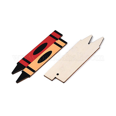 20 шт. подвесные украшения для школьных принадлежностей из дерева с УФ-печатью на одной стороне WOOD-N020-03-1