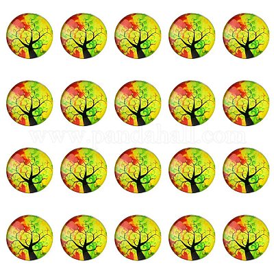 Половина раунд / купол дерево шаблон стекло Flatback кабошоны для поделок проектов GGLA-YW0001-14M-1