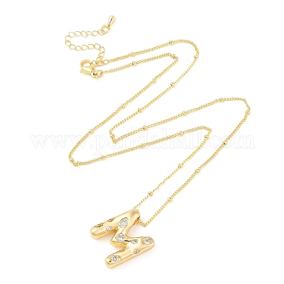 Ожерелья с подвесками из латуни с прозрачным кубическим цирконием NJEW-Z038-01G-M-1