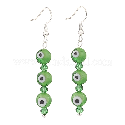 7 пара 7-х цветных сережек с подвесками в виде лэмпворка и стеклянных бусин EJEW-JE05086-1