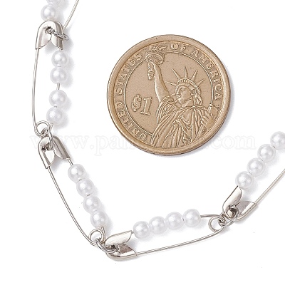 Комплекты из круглых акриловых подвесных серег и ожерелий с имитацией жемчуга SJEW-JS01363-1