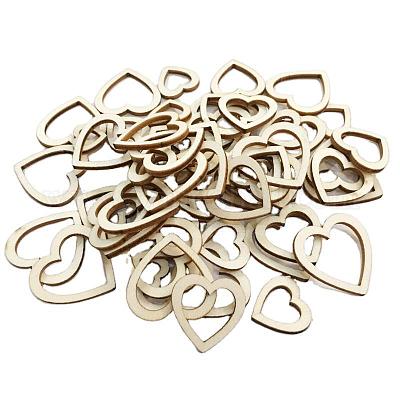 100PCS Mixed Size Blank Wood Heart Embellishments Wood Heart