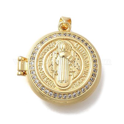 Латунные подвески с микропаве из прозрачного кубического циркония KK-D431-031D-G-1