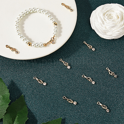 10 шт. застежки-крючки и S-образные крючки из латуни с прозрачным кубическим цирконием KK-BBC0012-47-1