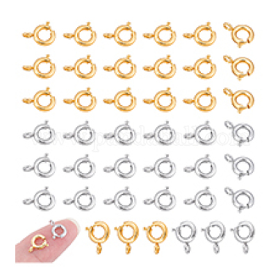 50 шт. 2 цвета латунные пружинные кольцевые застежки KK-PH0013-17-1