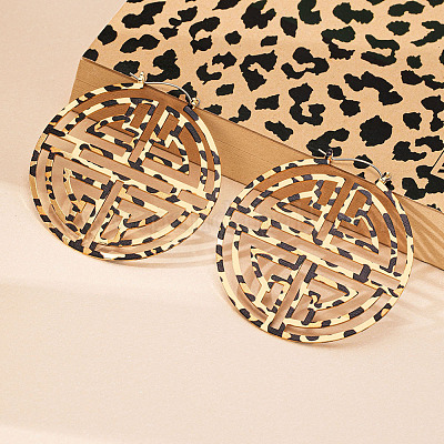 Серьги-кольца из сплава с леопардовым принтом FS-WG28523-01-1