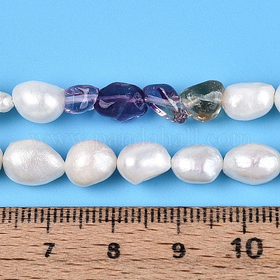 Натуральные аметриновые самородки и нити бусин из натурального культивированного пресноводного жемчуга PEAR-N023-01A-14-1