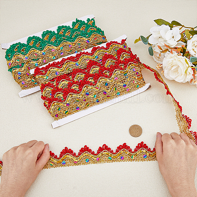 2 карточка 2 цвета металлизированная полиэстеровая кружевная лента OCOR-FH0001-25-1