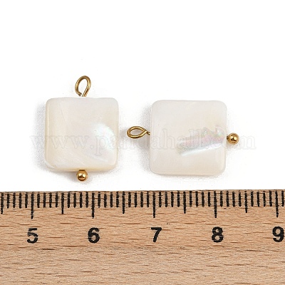 Квадратные подвески из натуральных ракушек STAS-D378-38G-1