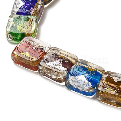 Бусины ручной работы из золотой и серебряной фольги в технике лэмпворк FOIL-C001-01B-01-1