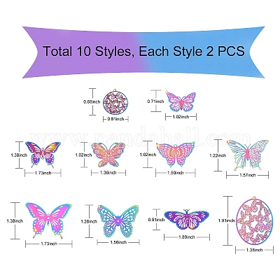 20 шт. 10 стиля ионного покрытия (IP) 201 филигранные подвески из нержавеющей стали STAS-SZ0002-15-1