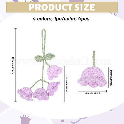 4 шт. подвесные украшения из хлопковой пряжи 4 цветов HJEW-FG0001-21-1