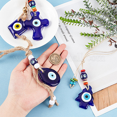 Ahademaker 4 шт. 4 стильные стеклянные подвески от сглаза украшения HJEW-GA0001-33-1