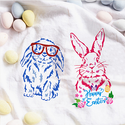 Wholesale FINGERINSPIRE 4PCS Rabbit Painting Stencils 11.7x8.3 inch Happy  Easter Decoration Plastic Long-Eared Rabbit Stencil Sunflower Leaves  Glasses Easter Egg Art Craft Stencil for Wall Tiles Home Decor 