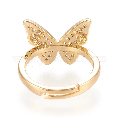 Регулируемые латунные кольца с прозрачным кубическим цирконием RJEW-M133-04G-1