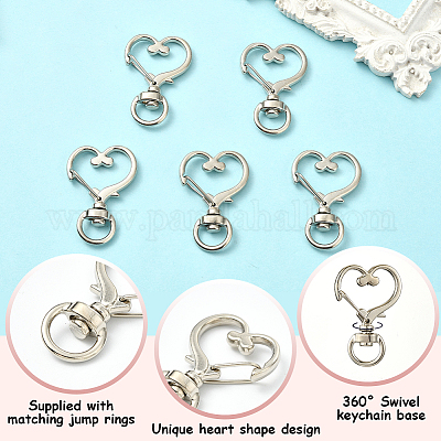 40 шт. поворотные карабины из цинкового сплава в форме сердца FIND-SP0001-20G-1