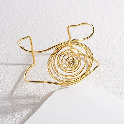 Браслеты-манжеты из нержавеющей стали 304 со стразами для женщин BJEW-M082-03G-1