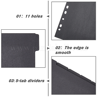 Superfindings 20 foglio divisori per raccoglitori a 11 fori divisori per  indici per quaderni A29.8x22.1 da 4 cm con linguette divisori scrivibili  neri per cartelle per quaderni per ufficio scolastico all'ingrosso 