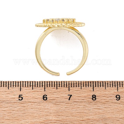Латунные кольца из манжеты с прозрачным цирконием RJEW-M066-03G-02-1