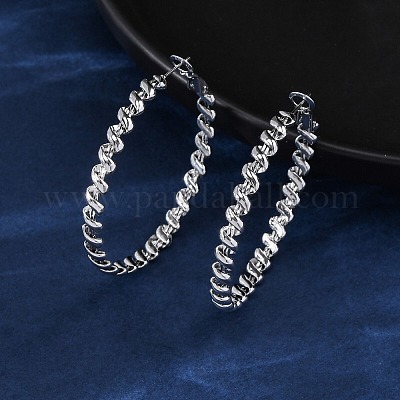 Серьги-кольца из нержавеющей стали 304 EJEW-S250-04A-P-1