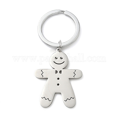 Брелок в виде рождественского пряничного человечка из нержавеющей стали 201 KEYC-H021-04P-1