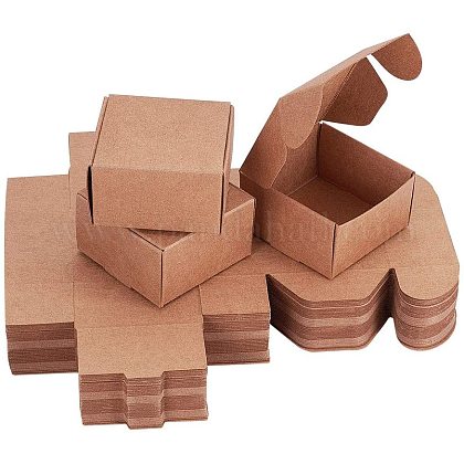 PandaHall Elite 60pcs Cube Gift Wrapping Kraft Paper Box Handmade Paper Accessories Soap Box for Earring Small Jewelry Crafting PH-CON-WH0036-01-1