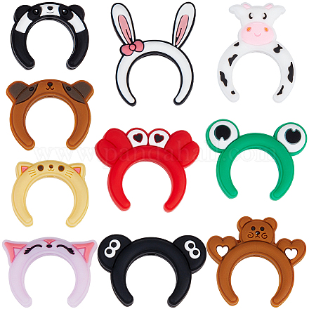 20шт 10 стиля мультяшные животные силиконовые бусины&nbsp;SIL-SC0002-93-1