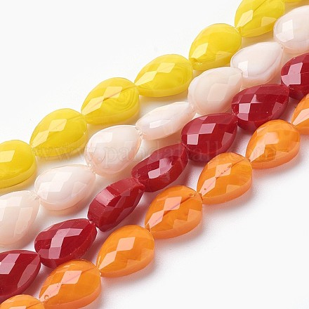 Chapelets de perles en verre opaque de couleur unie GLAA-E405-02A-1